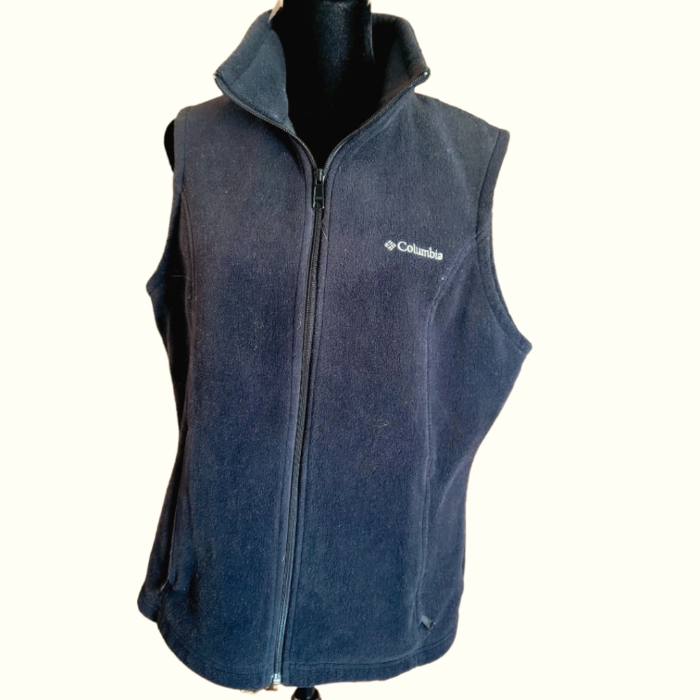 Columbia Sportswear Black Zip Front Fleece Vest with Pockets Size Large